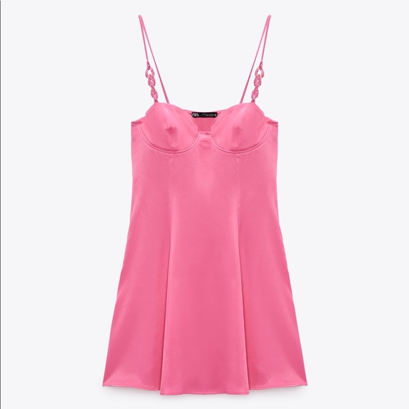 Zara Pink Satin Effect Corset Style Dress - Picture 15 of 17